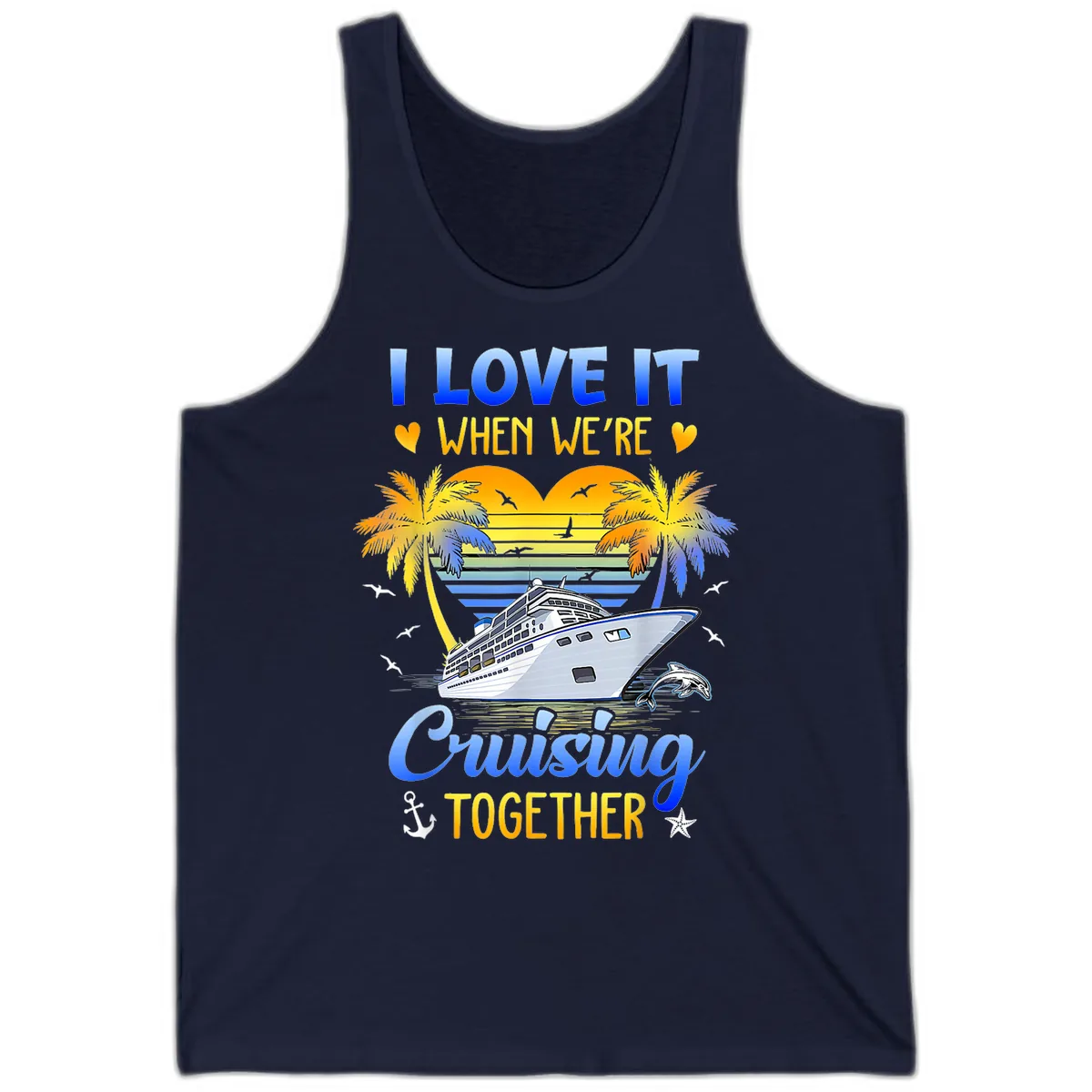 I Love It When We're Cruising Together Tank in Navy