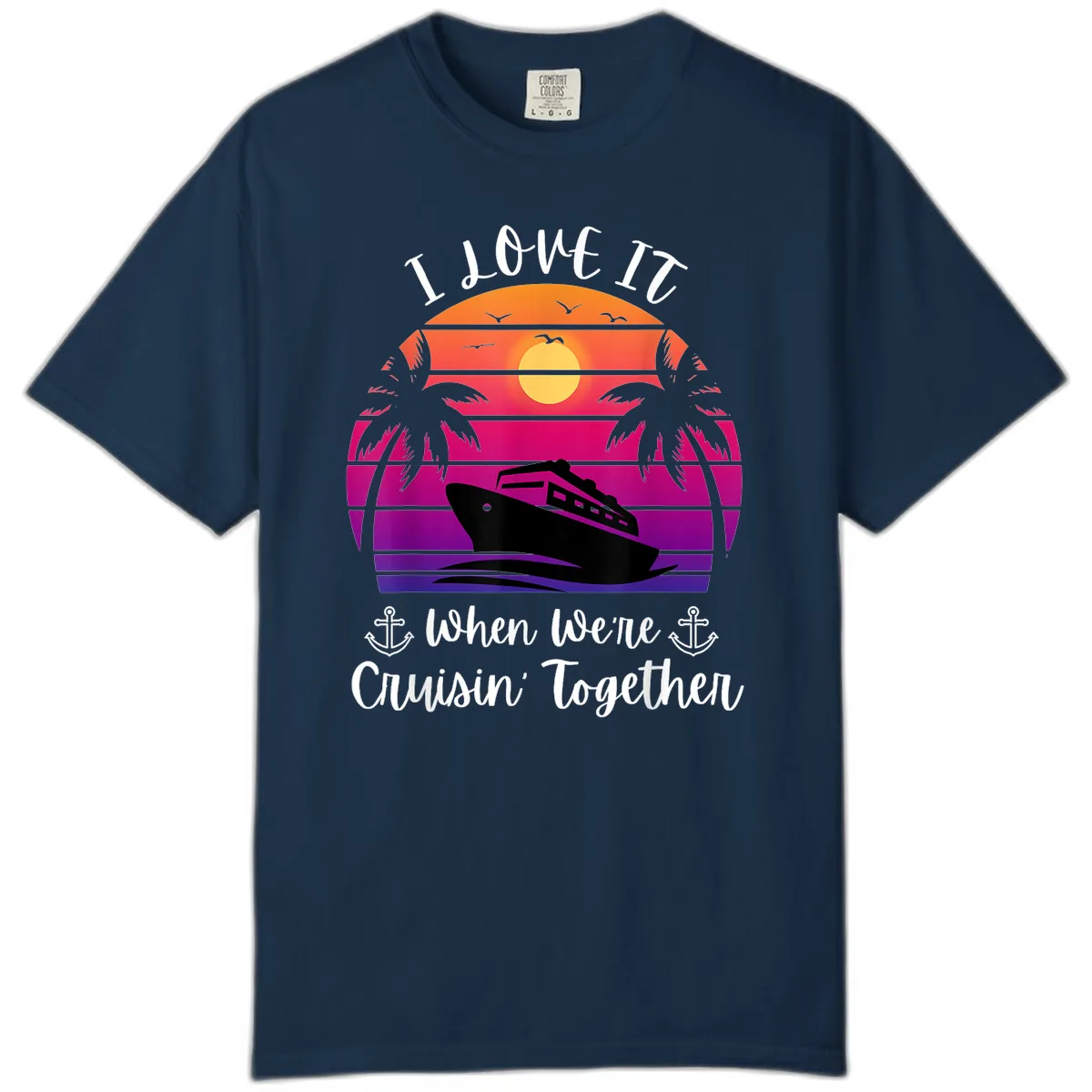 Cruisin' Together Sunset Ship Comfort Color in True Navy