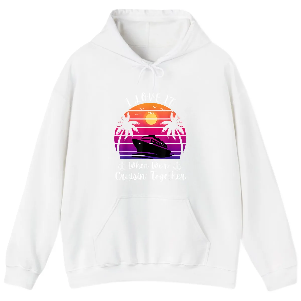 Cruisin' Together Sunset Ship Hoodie in White