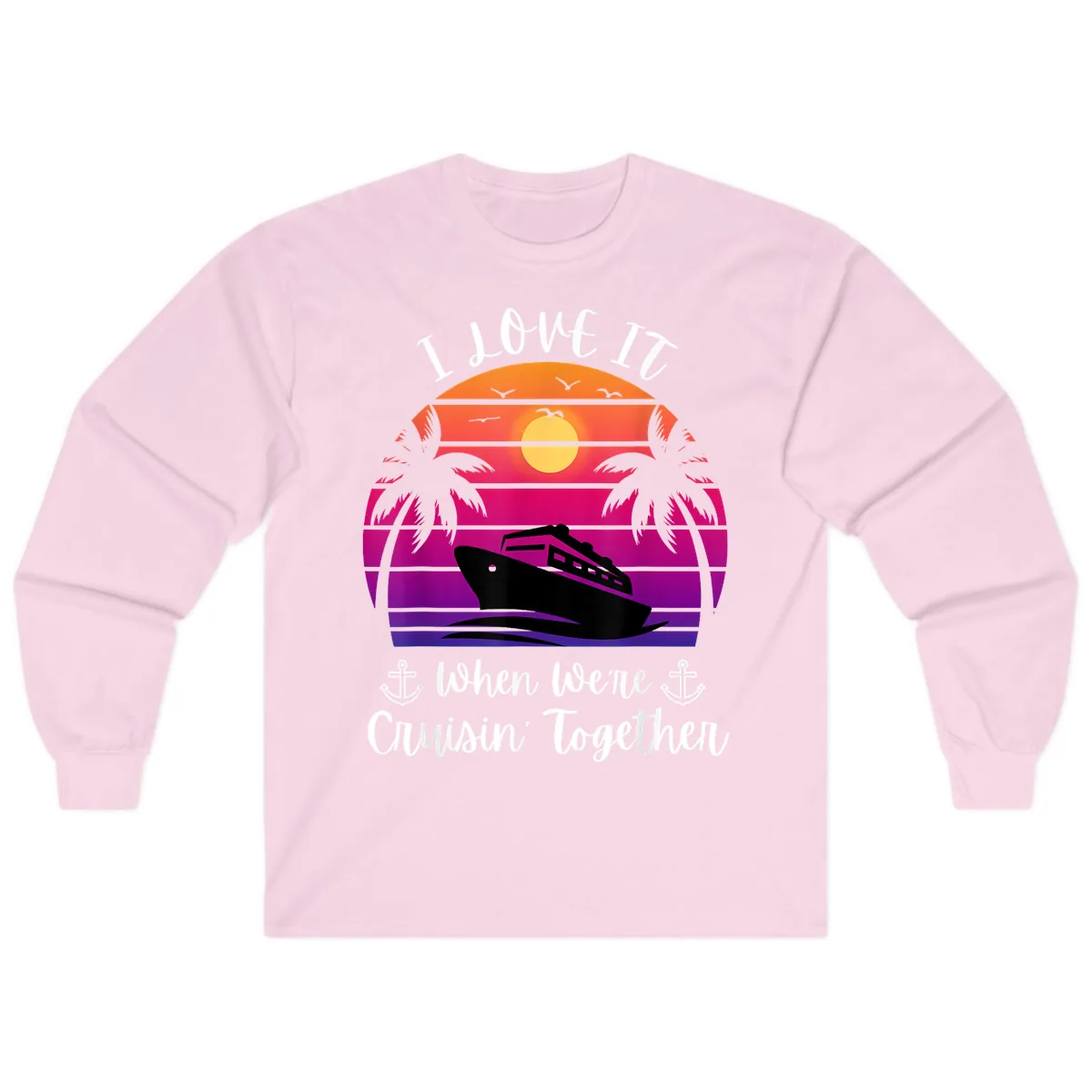 Cruisin' Together Sunset Ship Long Sleeve in Light Pink