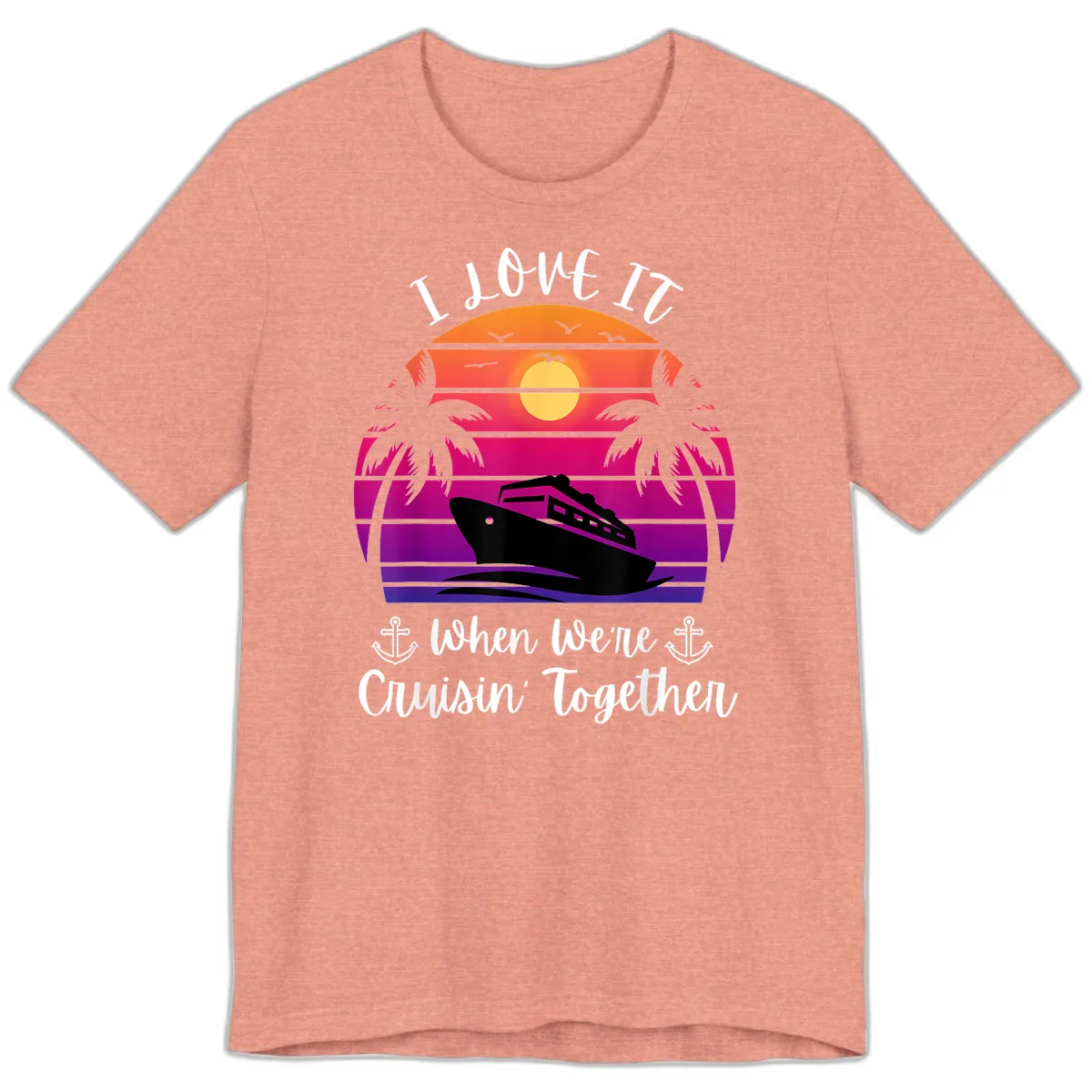 Cruisin' Together Sunset Ship Premium T-Shirt in Heather Sunset