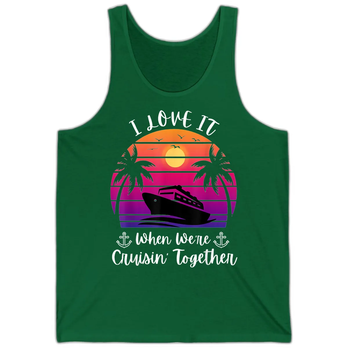Cruisin' Together Sunset Ship Tank in Kelly