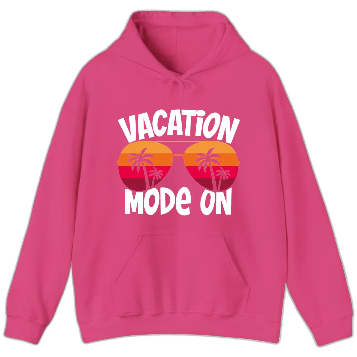 Vacation Mode On Hoodie in Heliconia