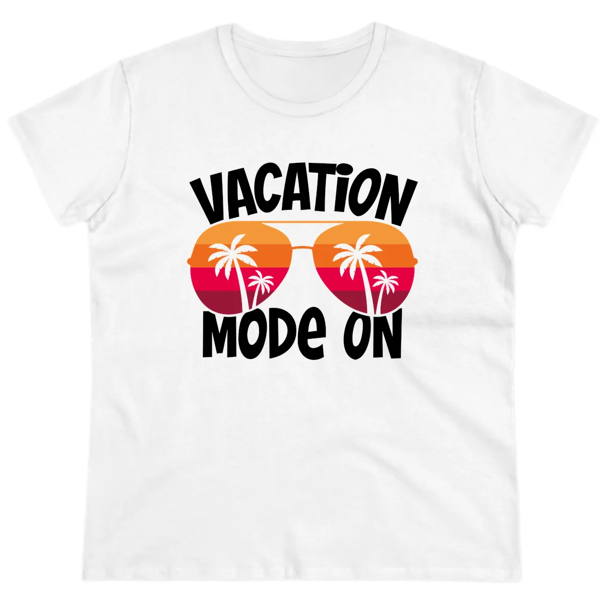 Vacation Mode On Ladies Tee in White
