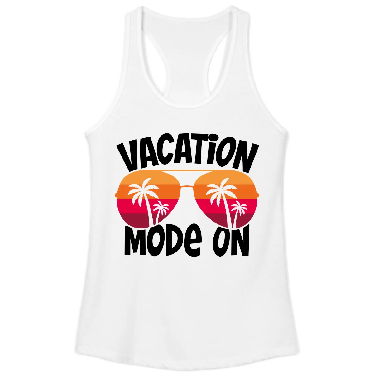 Vacation Mode On Ladies Tank in White
