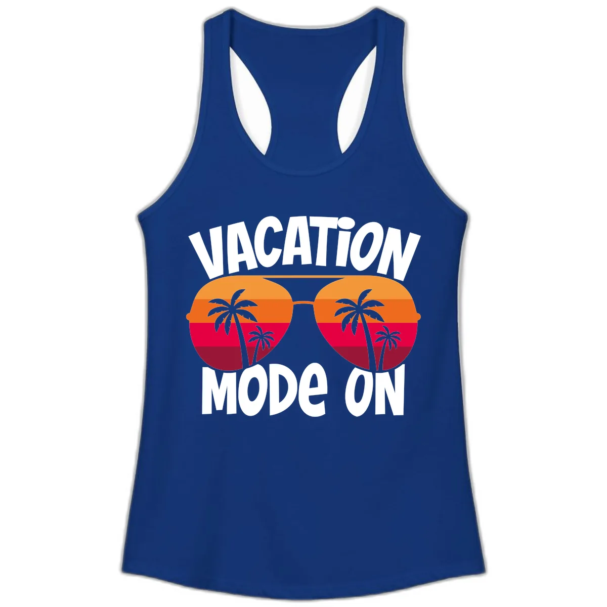 Vacation Mode On Ladies Tank in Solid Royal