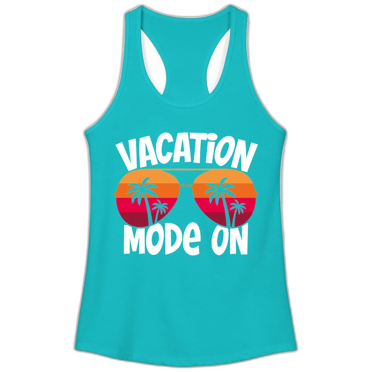 Vacation Mode On Ladies Tank in Tahiti Blue
