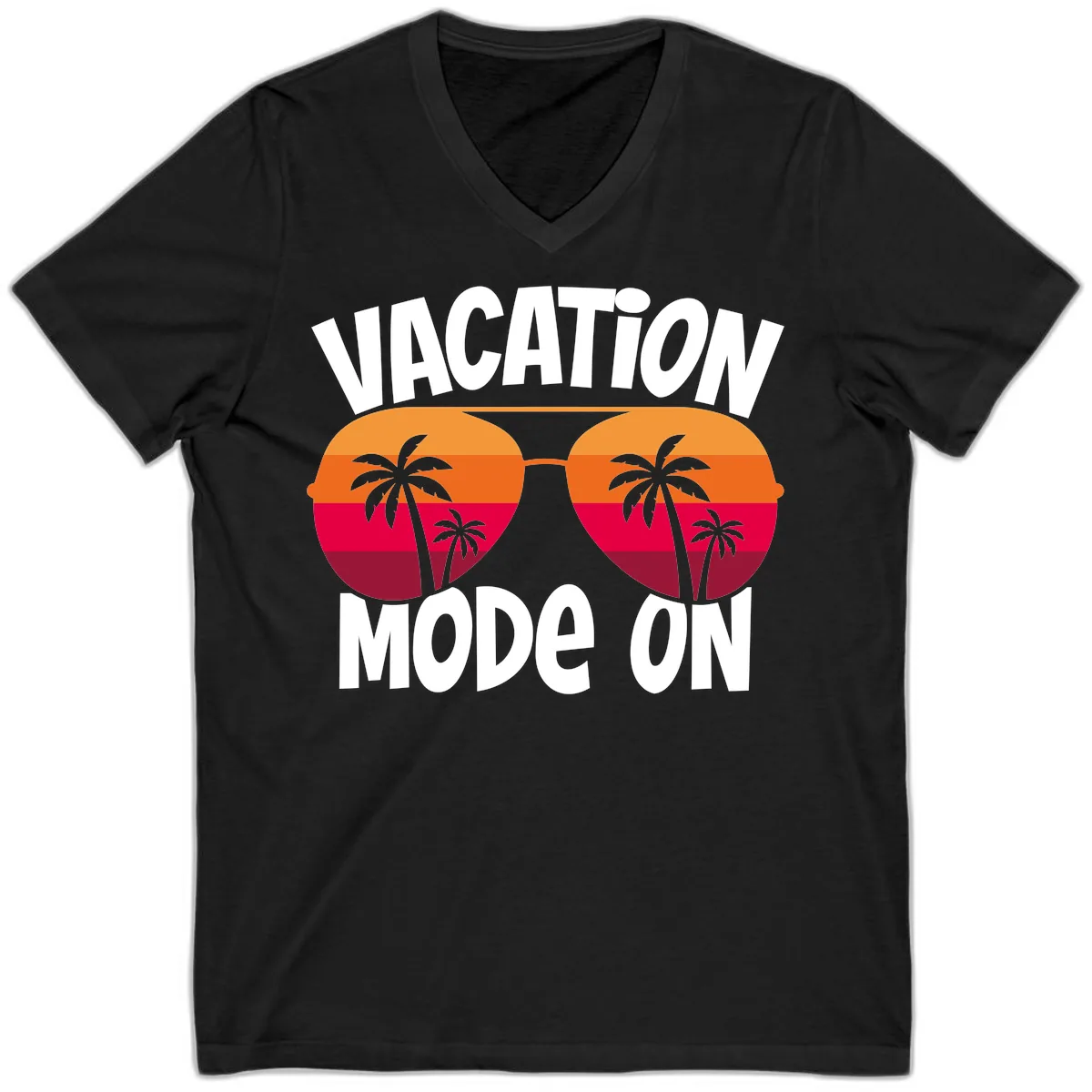 Vacation Mode On V-Neck in Black