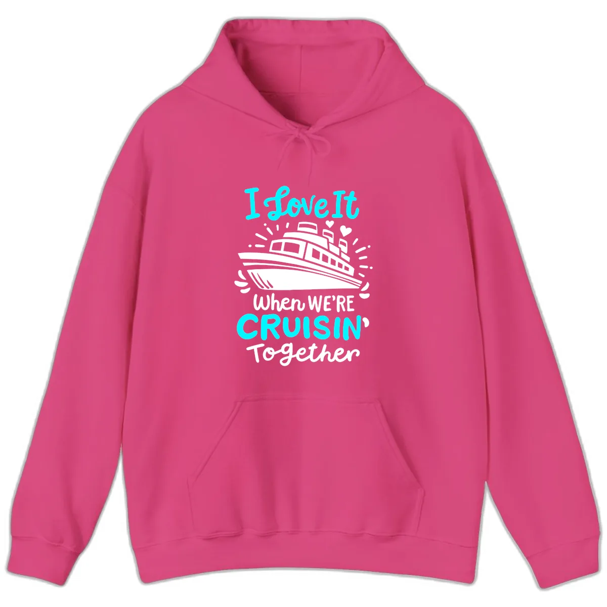 Cruisin' Together Love Boat Hoodie in Heliconia