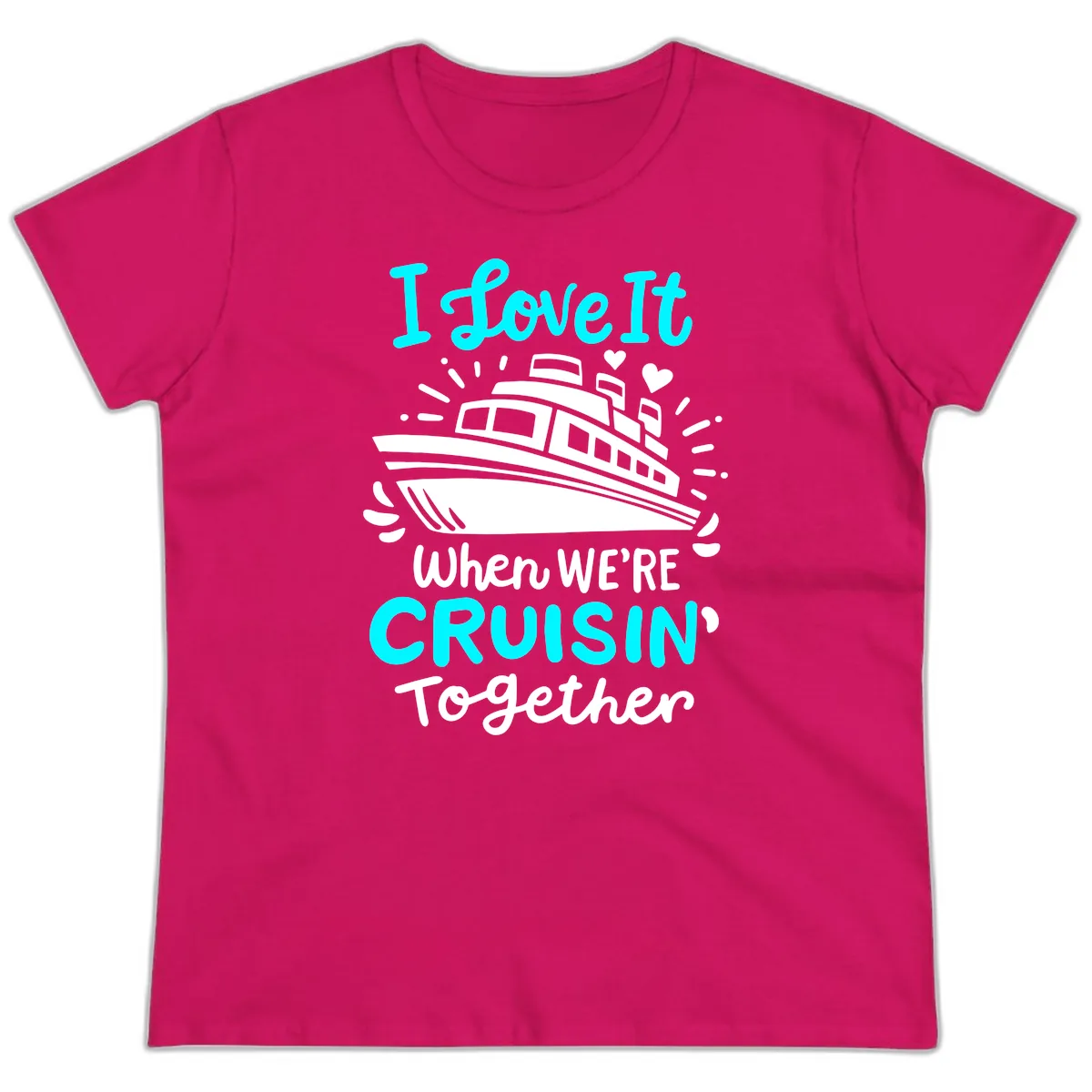 Cruisin' Together Love Boat Ladies Tee in Heliconia