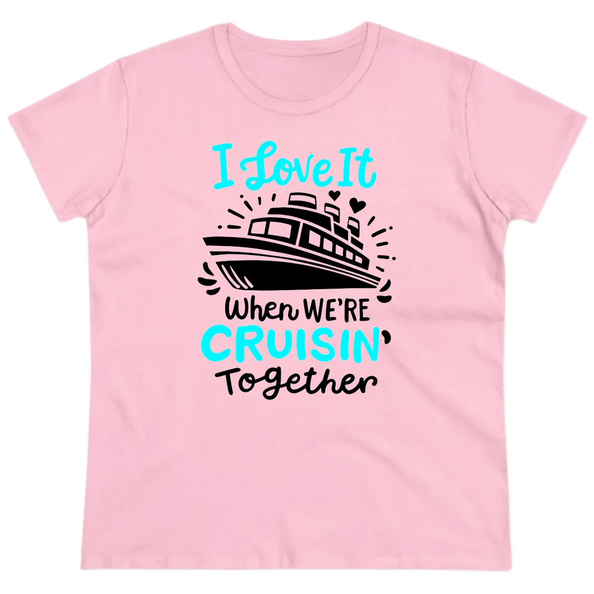 Cruisin' Together Love Boat Ladies Tee in Light Pink