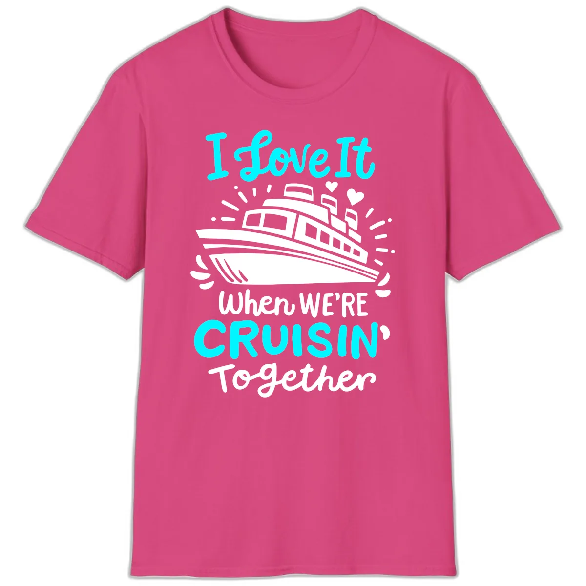 Cruisin' Together Love Boat T-Shirt in Heliconia