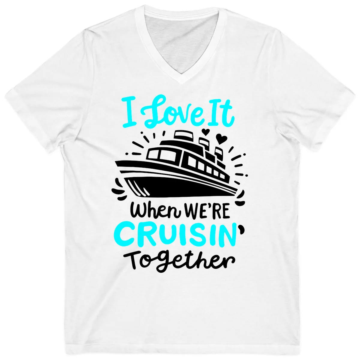 Cruisin' Together Love Boat V-Neck in White