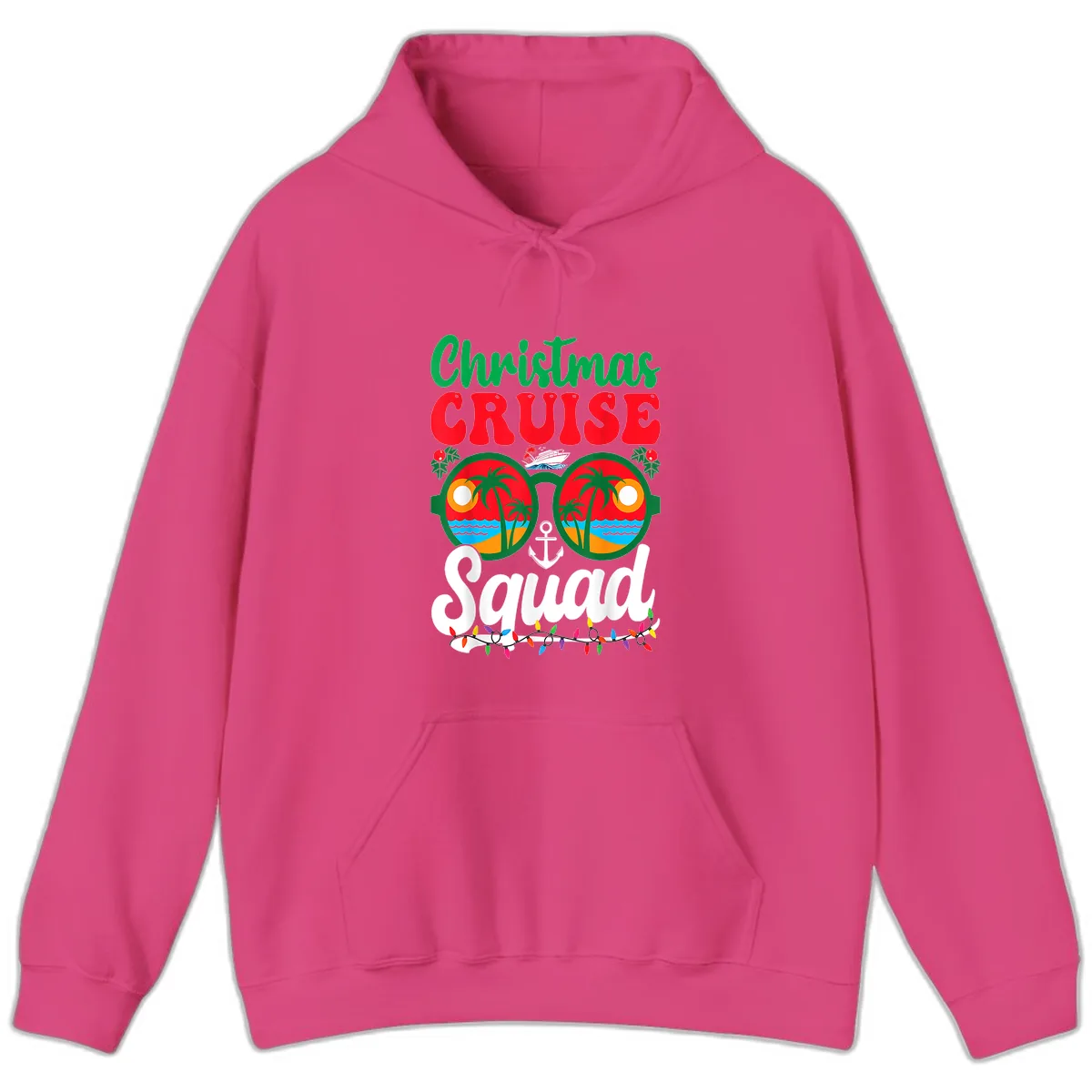 Christmas Cruise Squad Hoodie in Heliconia