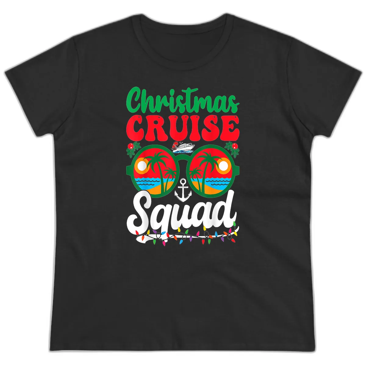 Christmas Cruise Squad Ladies Tee in Black