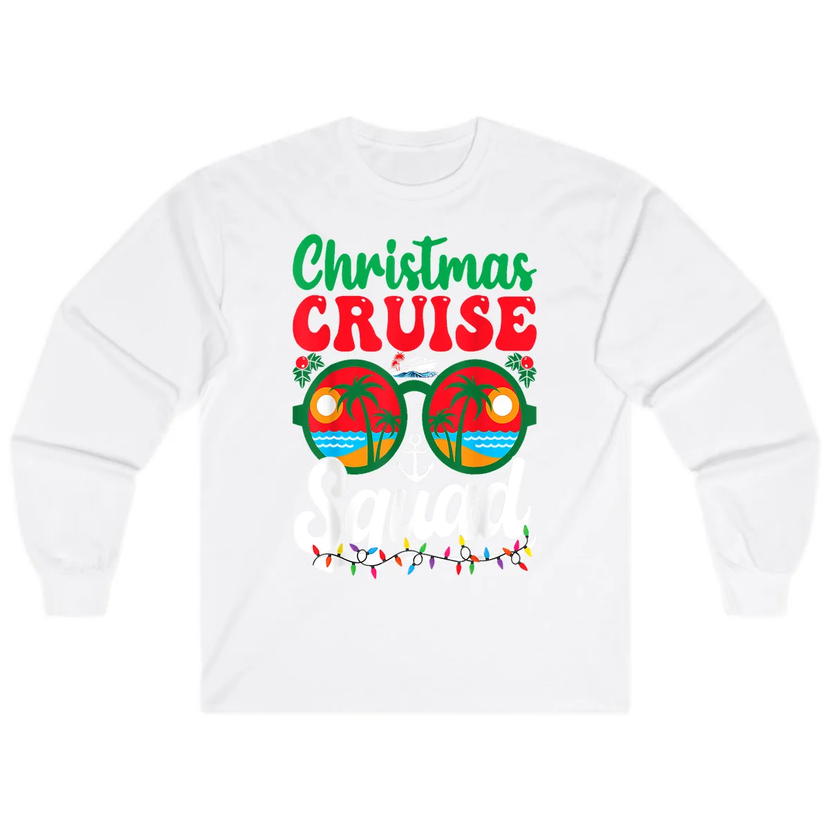 Christmas Cruise Squad Long Sleeve in White