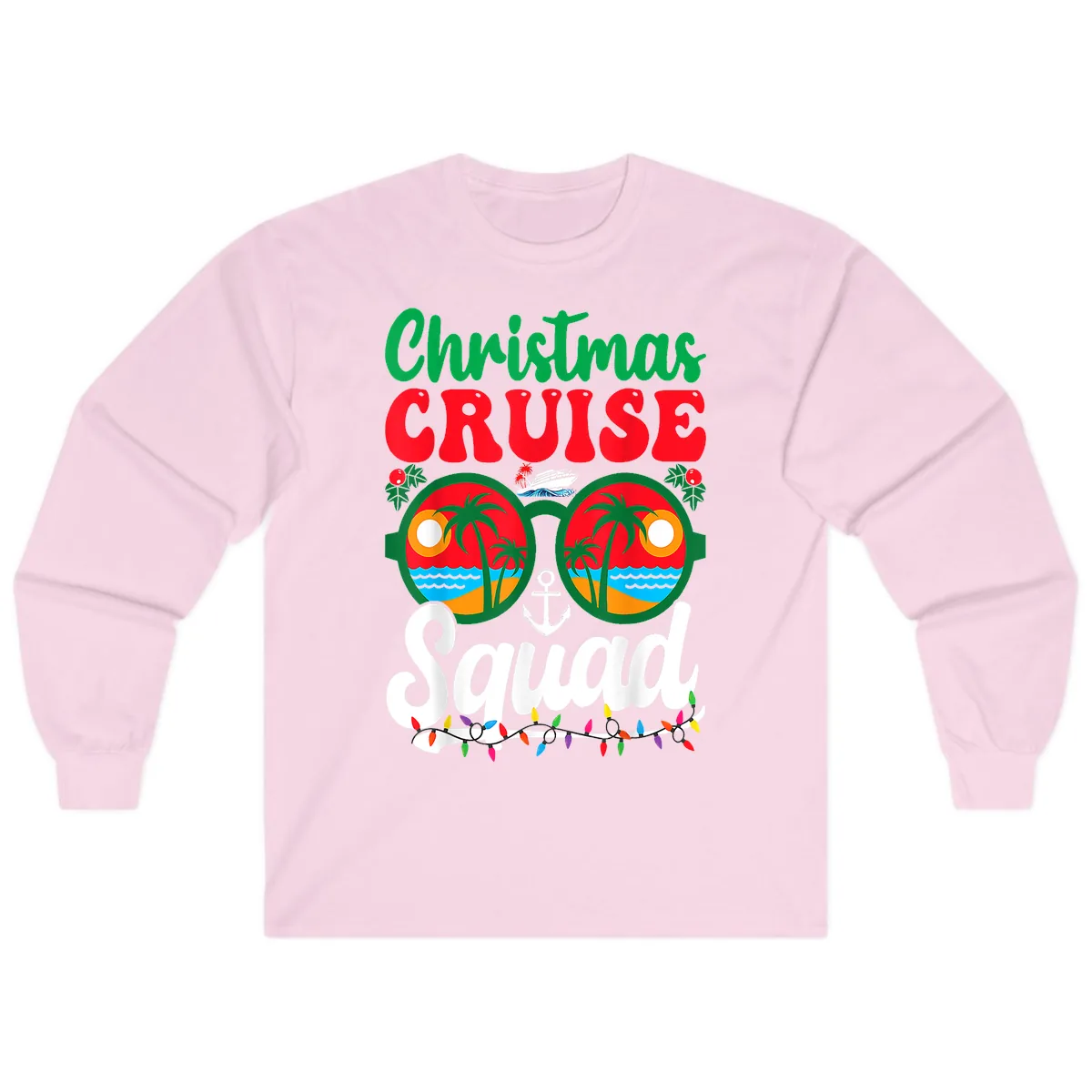 Christmas Cruise Squad Long Sleeve in Light Pink