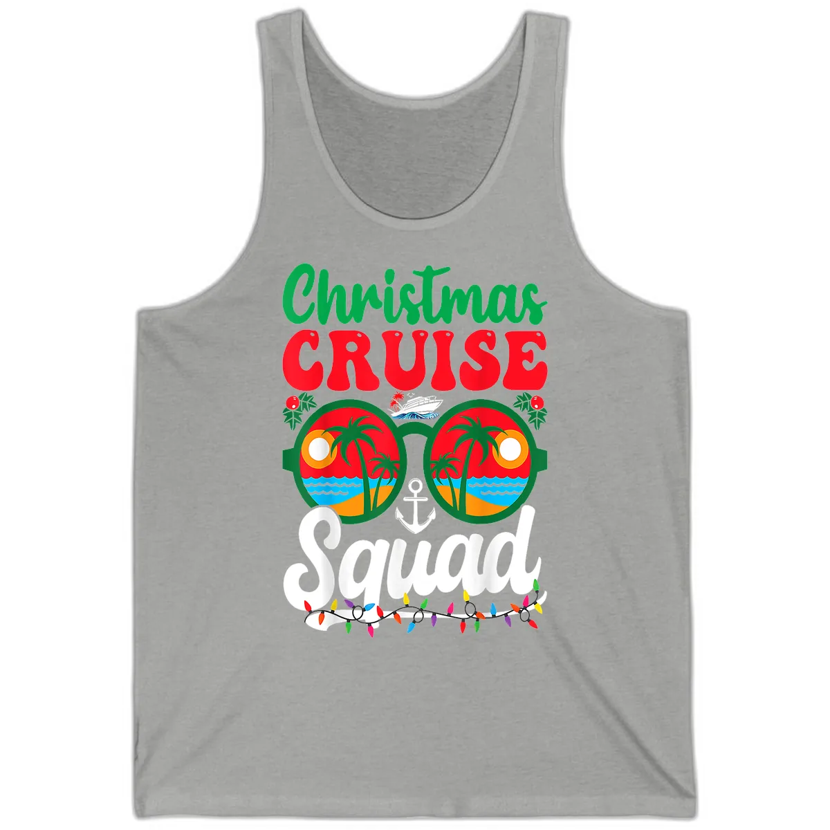 Christmas Cruise Squad Tank in Athletic Heather