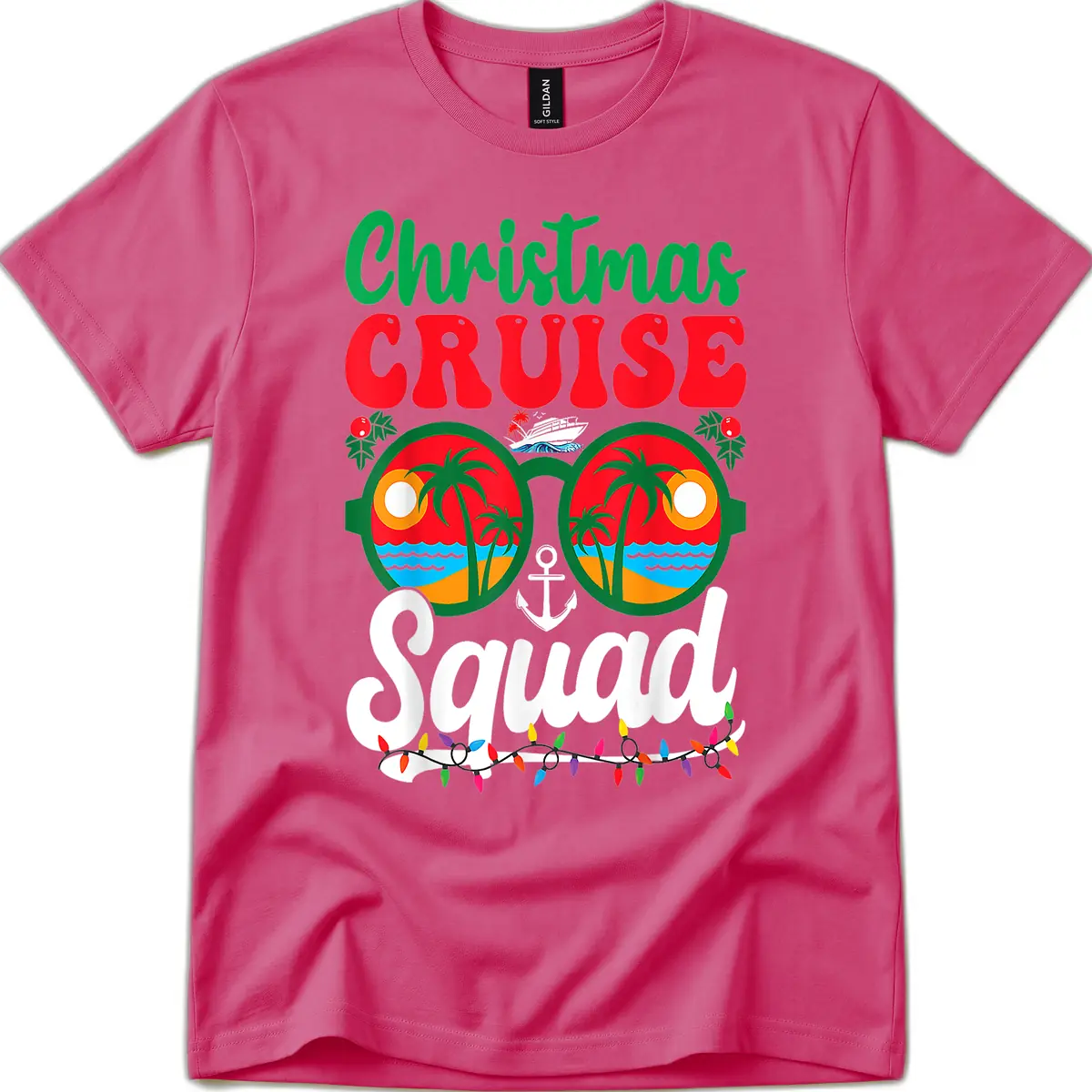 Christmas Cruise Squad T-Shirt in Heliconia
