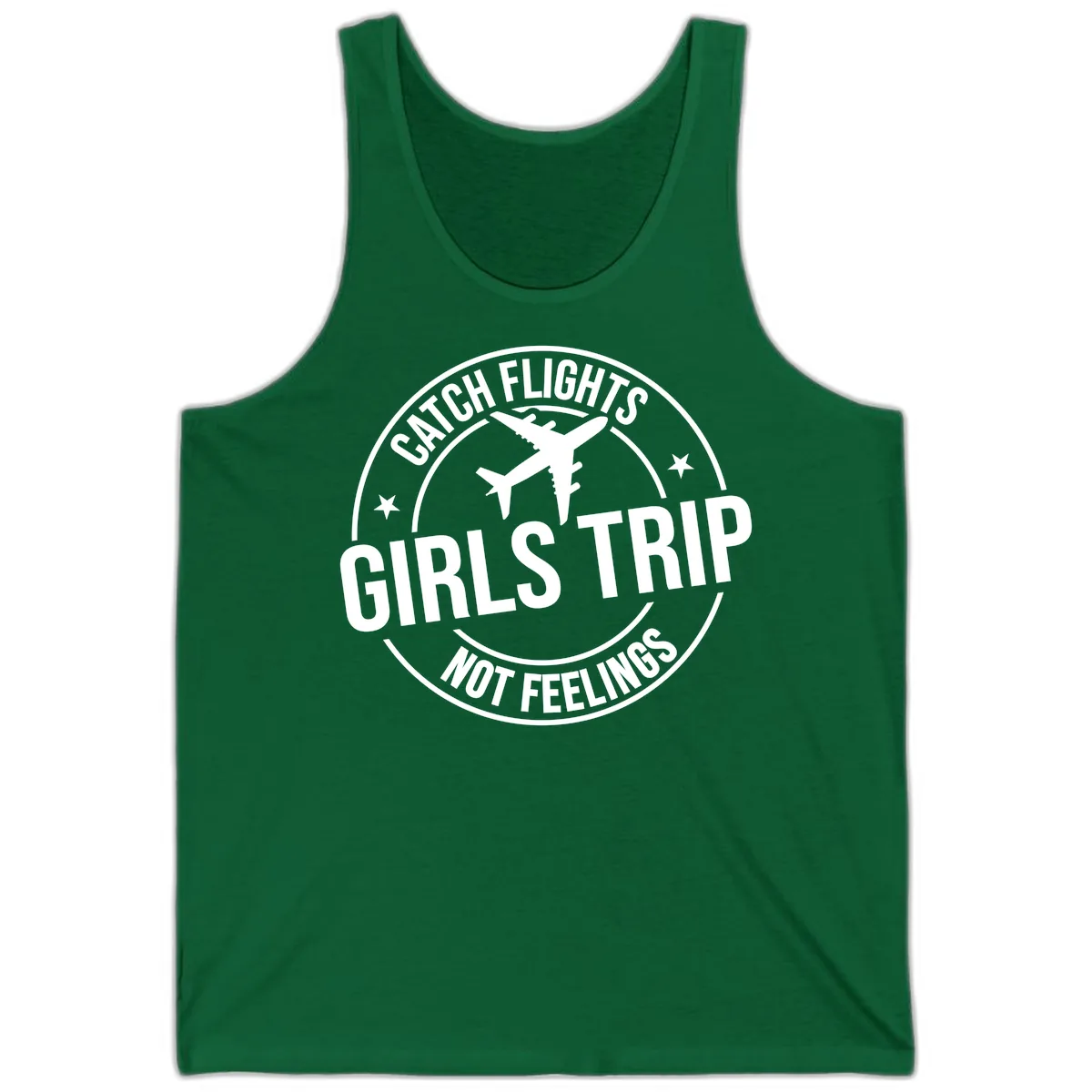 Catch Flights Not Feelings Girls Trip Tank in Kelly