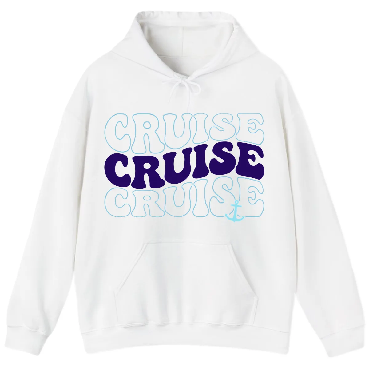 Cruise Cruise Cruise Anchor Design Hoodie in White