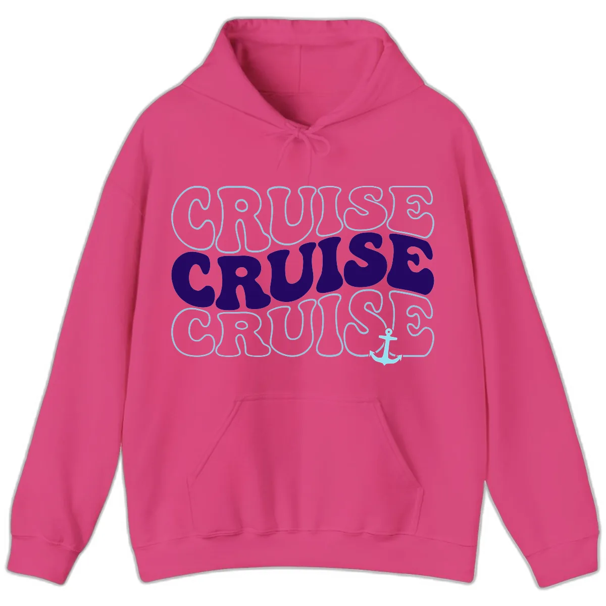 Cruise Cruise Cruise Anchor Design Hoodie in Heliconia