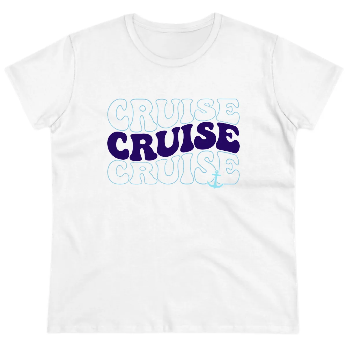 Cruise Cruise Cruise Anchor Design Ladies Tee in White