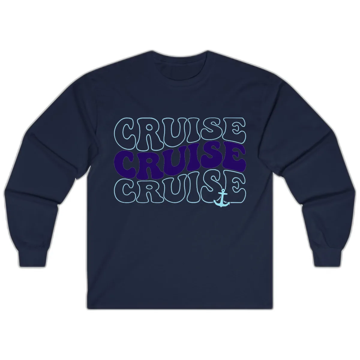 Cruise Cruise Cruise Anchor Design Long Sleeve in Navy