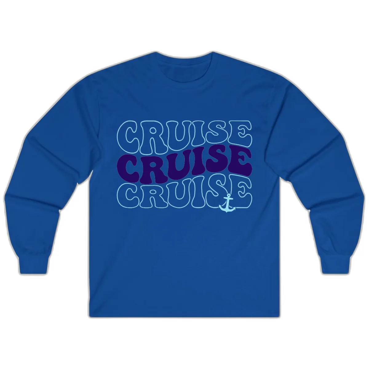 Cruise Cruise Cruise Anchor Design Long Sleeve in Royal