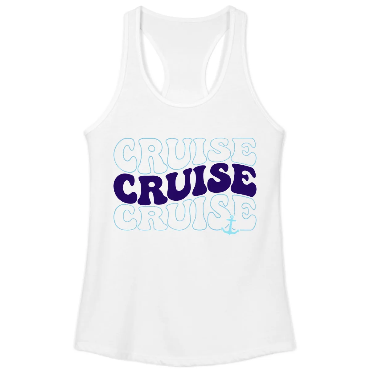 Cruise Cruise Cruise Anchor Design Ladies Tank in White