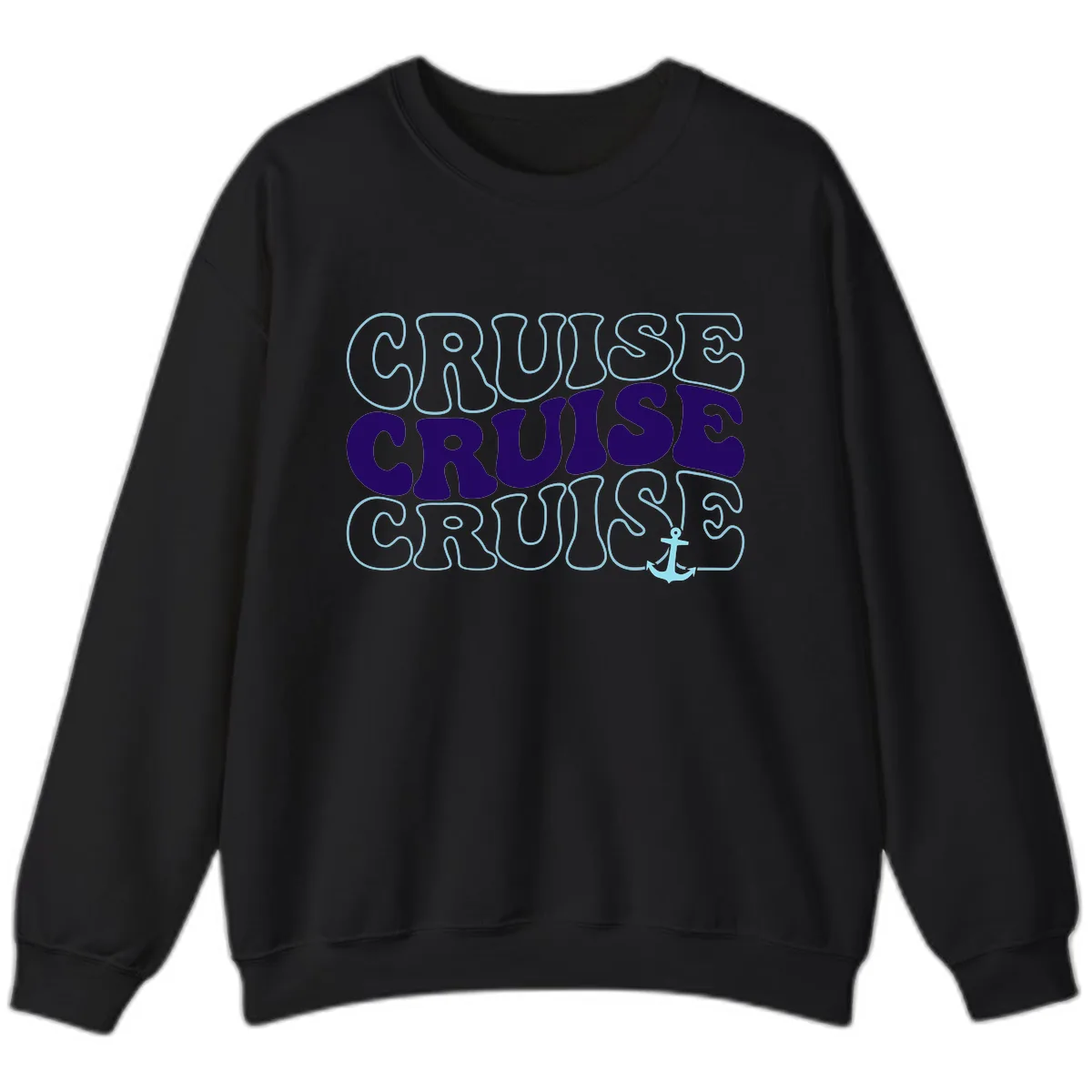 Cruise Cruise Cruise Anchor Design Sweatshirt in Black