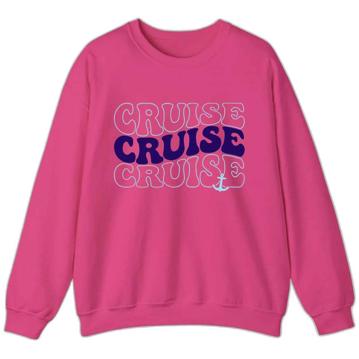 Cruise Cruise Cruise Anchor Design Sweatshirt in Heliconia