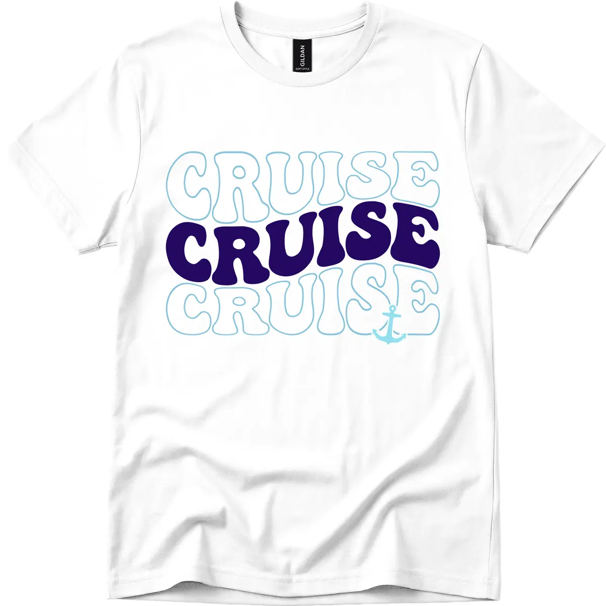 Cruise Cruise Cruise Anchor Design T-Shirt in White