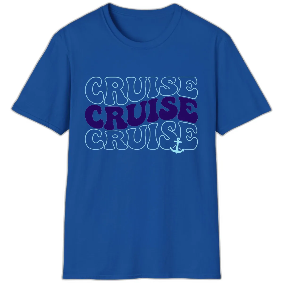 Cruise Cruise Cruise Anchor Design T-Shirt in Royal
