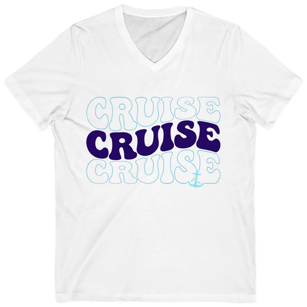 Cruise Cruise Cruise Anchor Design V-Neck in White