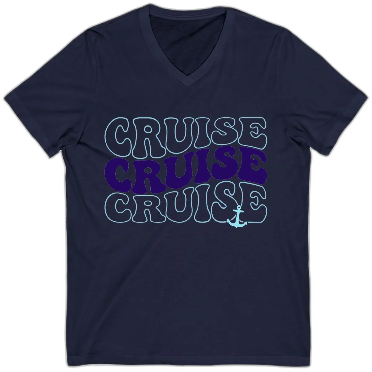 Cruise Cruise Cruise Anchor Design V-Neck in Navy