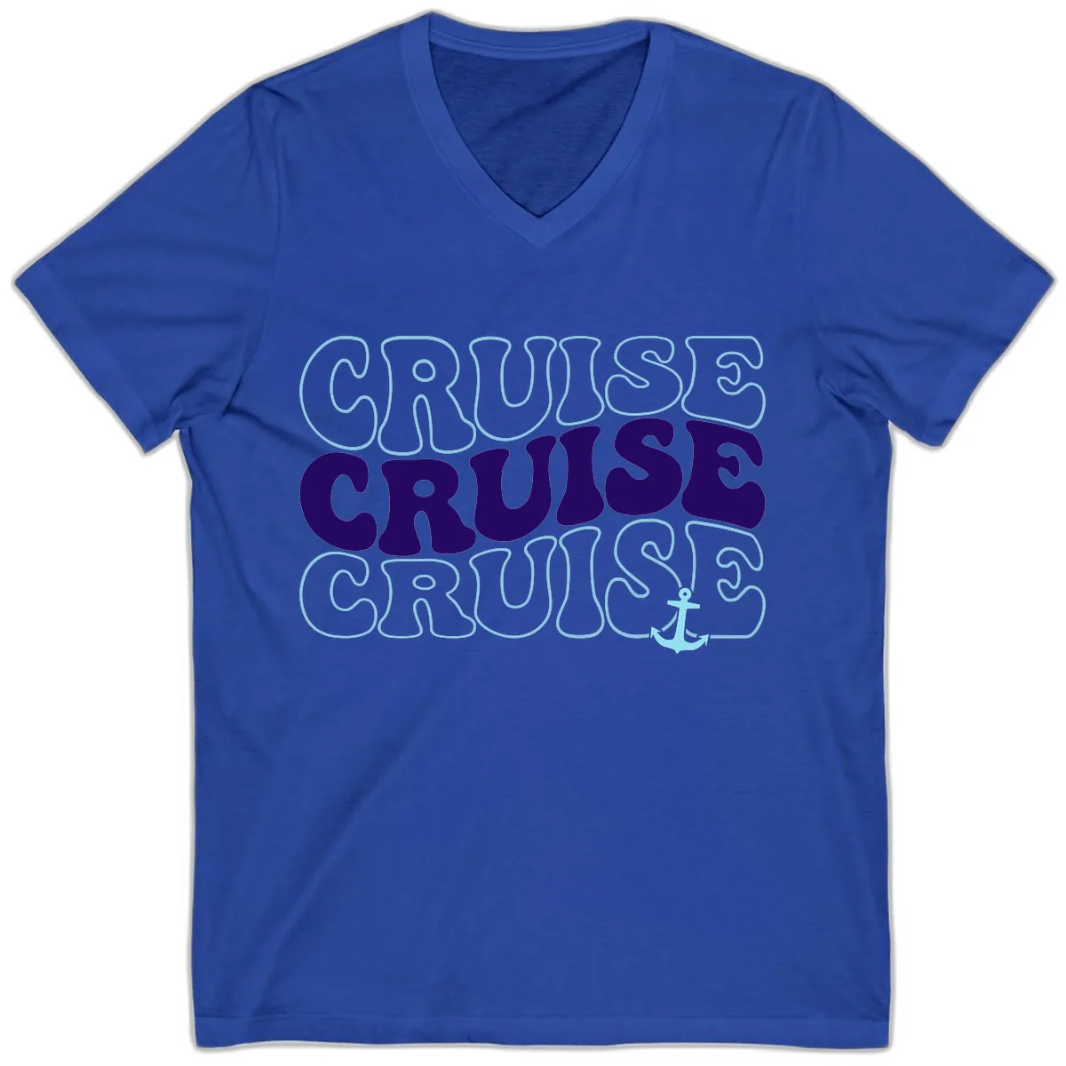 Cruise Cruise Cruise Anchor Design V-Neck in True Royal