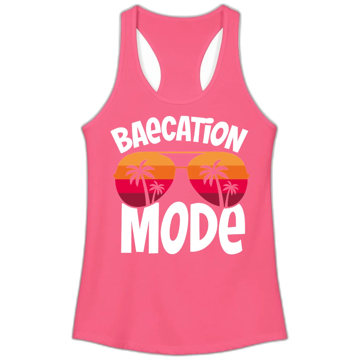 Bagcation Mode Tropical Vibes Ladies Tank in Solid Hot Pink