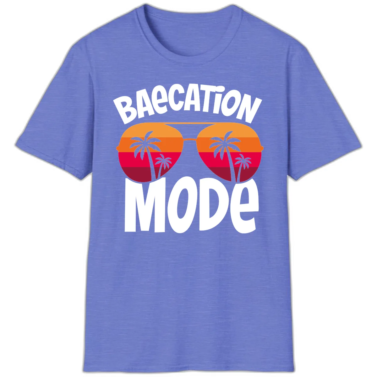 Bagcation Mode Tropical Vibes T-Shirt in Heather Royal