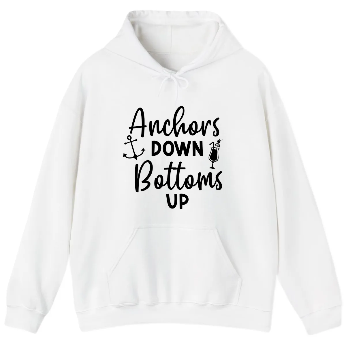 Anchors Down Bottoms Up Hoodie in White
