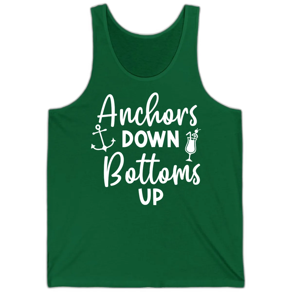 Anchors Down Bottoms Up Tank in Kelly