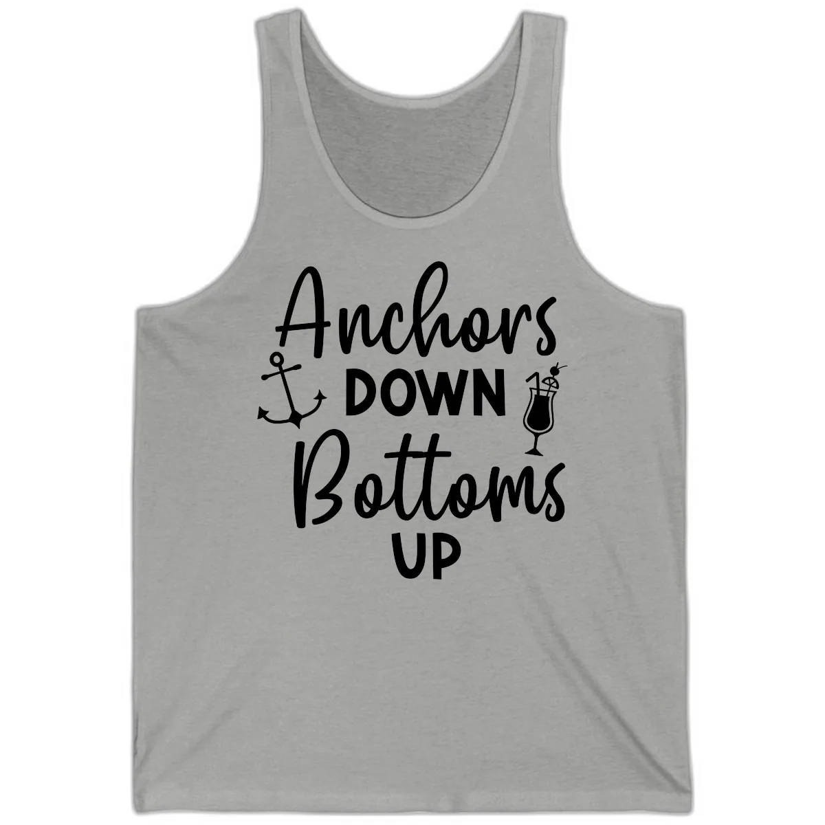 Anchors Down Bottoms Up Tank in Athletic Heather