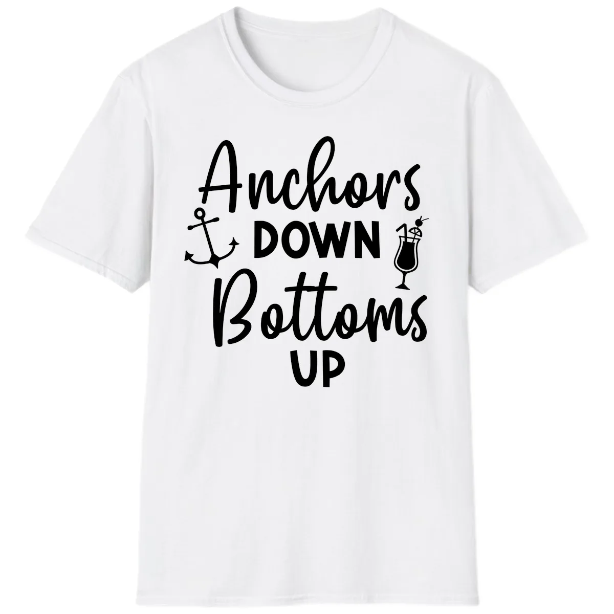Anchors Down Bottoms Up T-Shirt in White