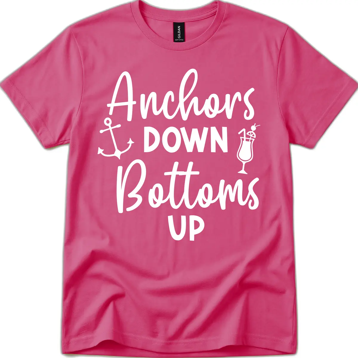 Anchors Down Bottoms Up T-Shirt in Heliconia