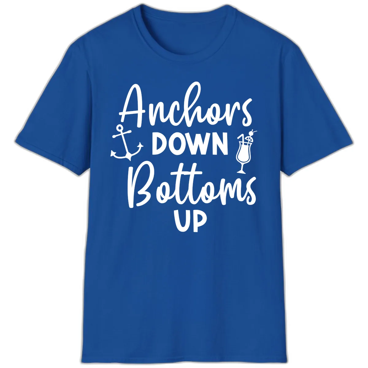 Anchors Down Bottoms Up T-Shirt in Royal