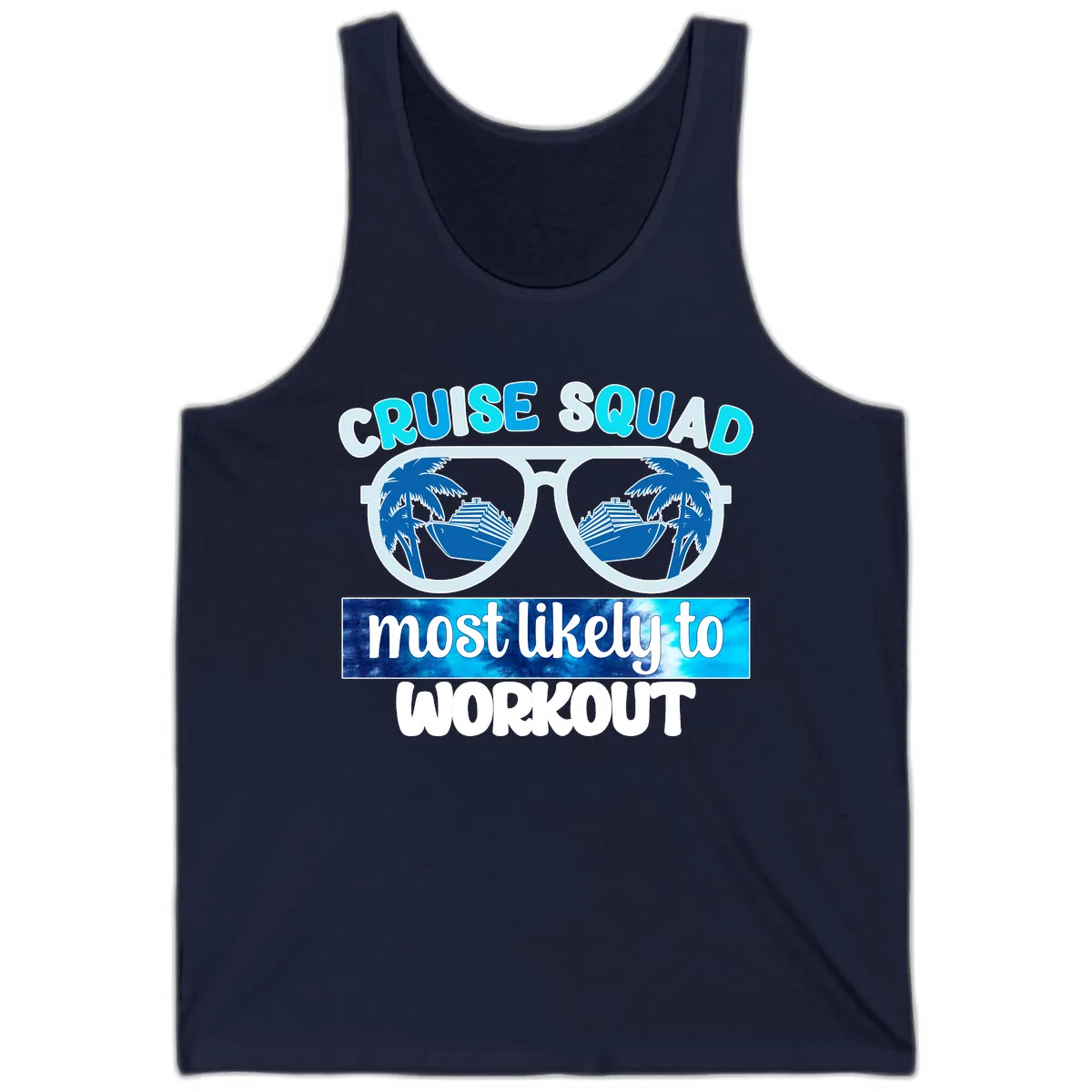 Cruise Squad Most Likely To Workout Tank in Navy