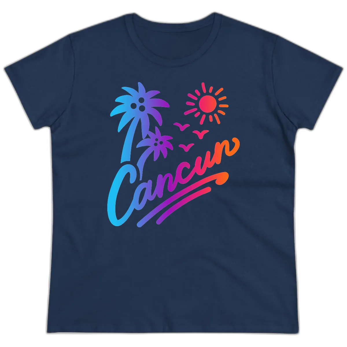 Tropical Paradise Cruise Vibes Ladies Tee in Navy