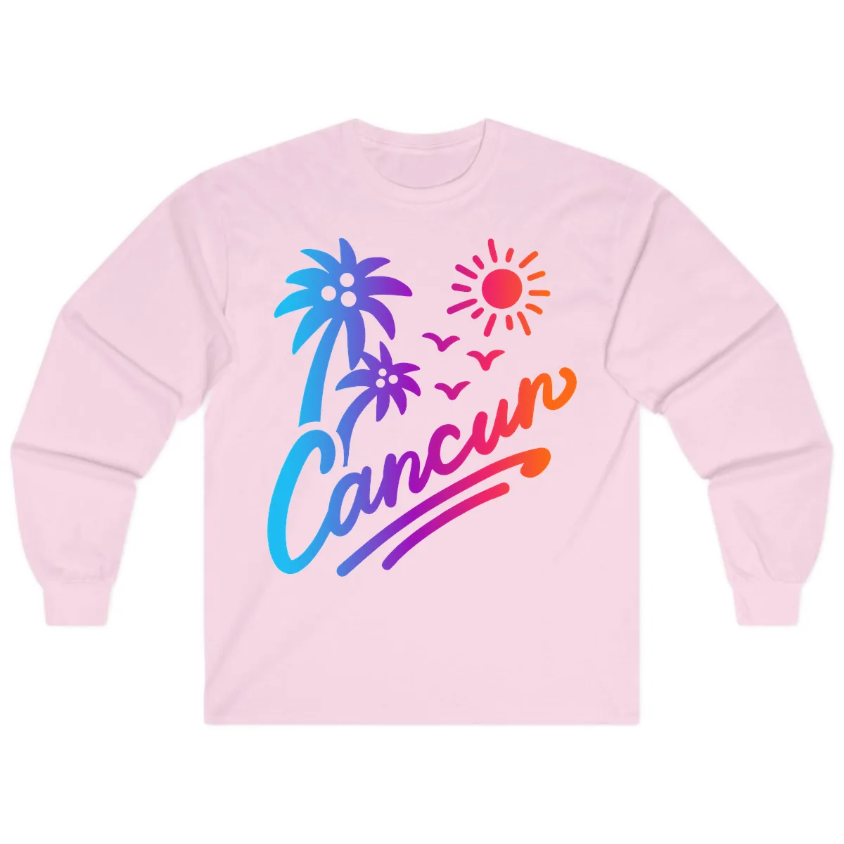 Tropical Paradise Cruise Vibes Long Sleeve in Light Pink