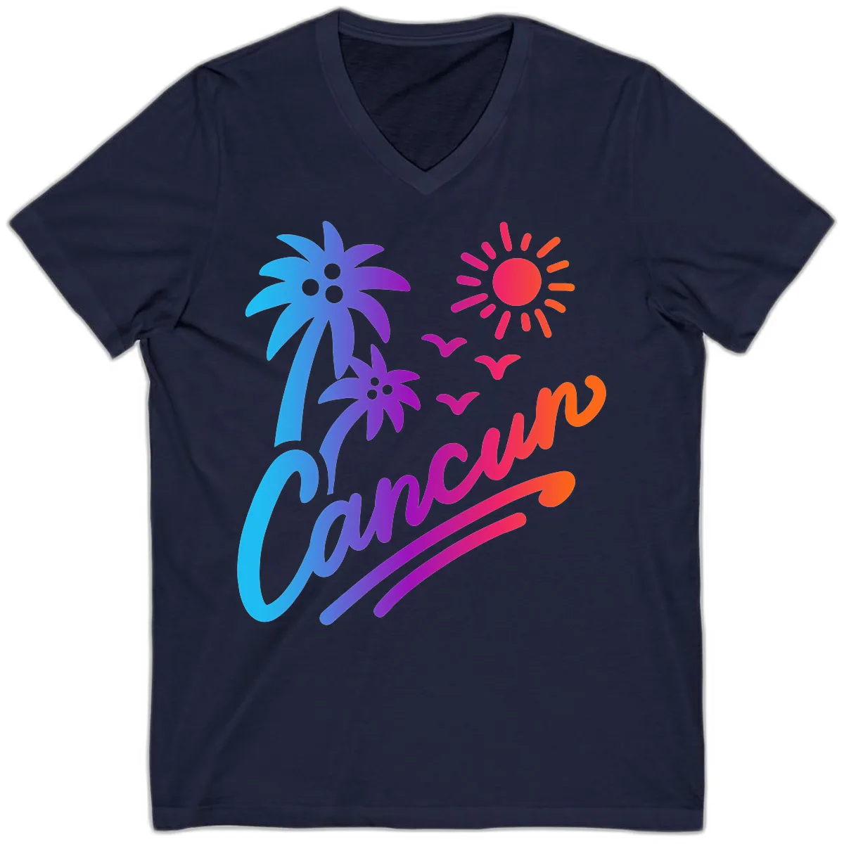 Tropical Paradise Cruise Vibes V-Neck in Navy