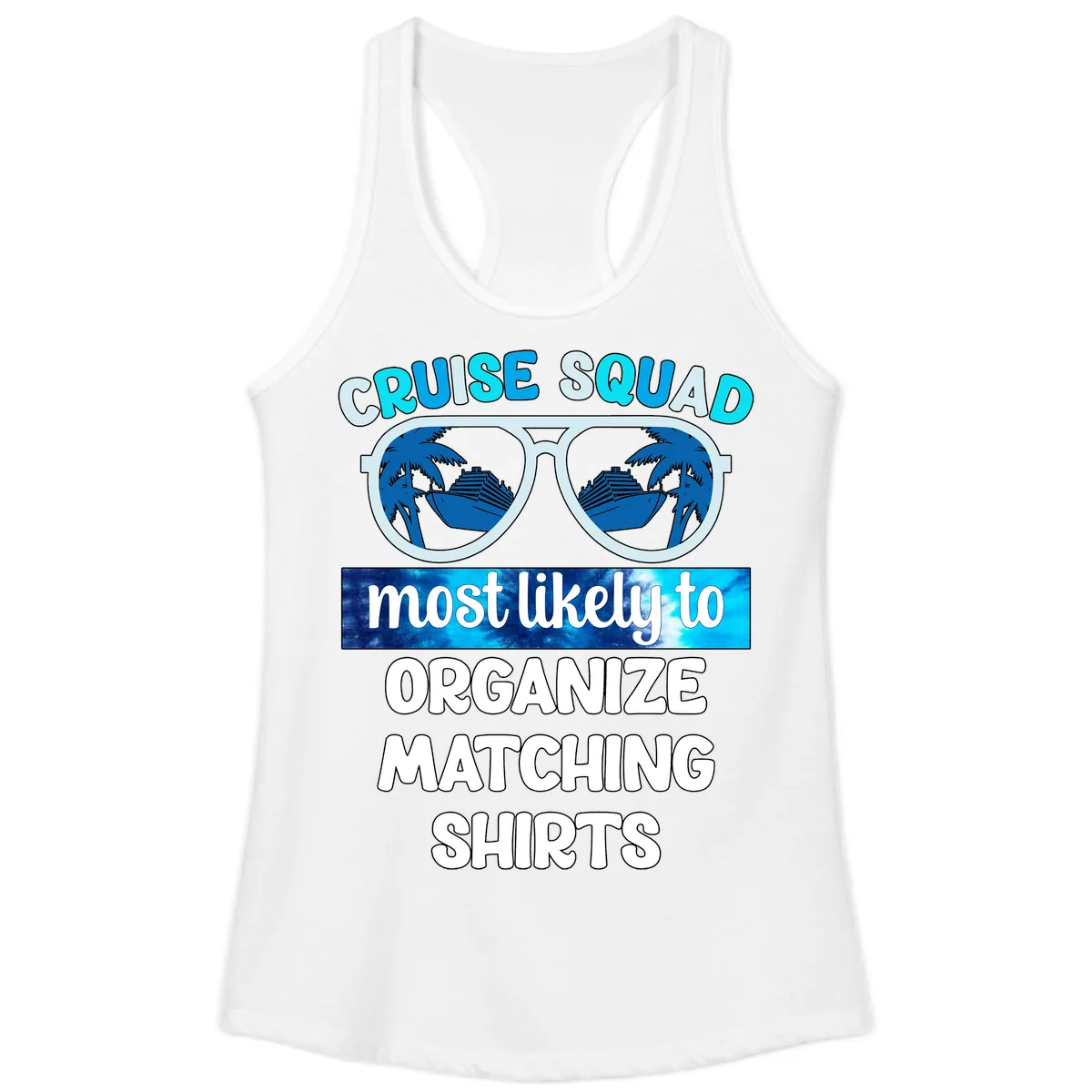 Cruise Squad Sunglasses Ladies Tank in White